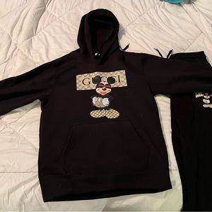 Mickey GG jump suit. GG logo print hoodie and pocket sweat pants